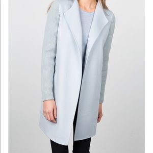 Kinross Cashmere Rib Sleeve Coat in Glacier Blue Size Large